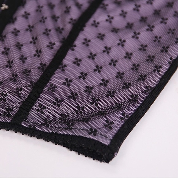 Purple & black hook front crop corset top - Picture 16 of 16